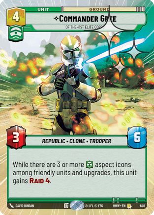 Commander Gree - Of the 41st Elite Corps (Hyperspace Foil) (648) [Homeworlds] Foil Star Wars: Unlimited Single Disney