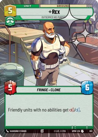 Rex - Outserved His Purpose (Hyperspace Foil) (651) [Homeworlds] Foil Star Wars: Unlimited Single Disney