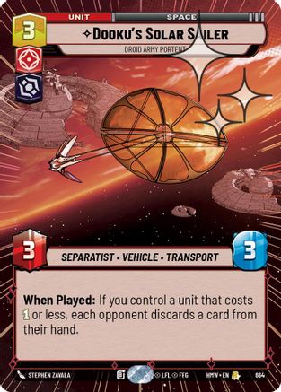 Dooku's Solar Sailer - Droid Army Portent (Hyperspace Foil) (664) [Homeworlds] Foil Star Wars: Unlimited Single Disney