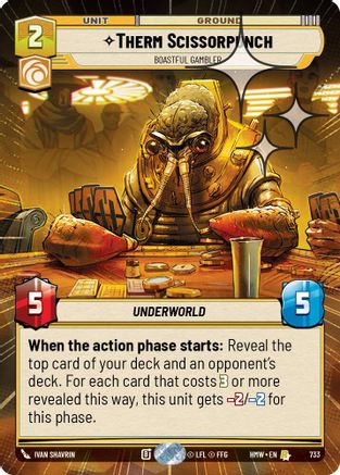 Therm Scissorpunch - Boastful Gambler (Hyperspace Foil) (733) [Homeworlds] Foil Star Wars: Unlimited Single Disney