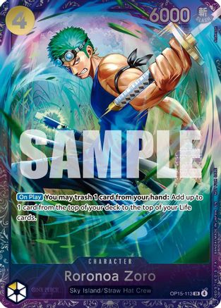 Roronoa Zoro (Treasure Cup August 2026) (OP15-113) [One Piece Promotion Cards] Foil One Piece Single Bandai