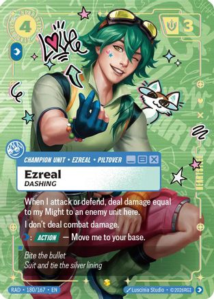 Ezreal, Dashing (Showcase) (180/167) [Radiance] Foil Riftbound Singles Riot Games