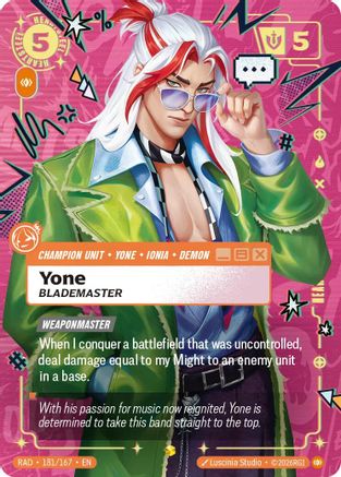 Yone, Blademaster (Showcase) (181/167) [Radiance] Foil Riftbound Singles Riot Games