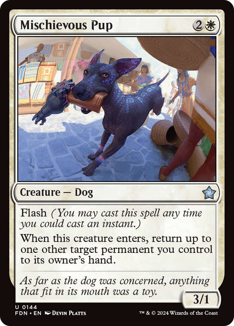 Mischievous Pup (FDN-144) [Foundations] Foil MTG Single Wizards of the Coast