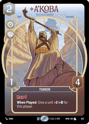 A'Koba - Restless Raider (Prestige) (803) [Homeworlds] Star Wars: Unlimited Single Disney