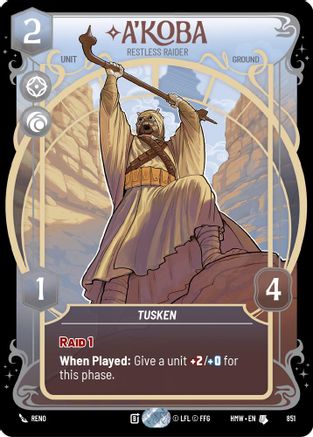 A'Koba - Restless Raider (Prestige Foil) (851) [Homeworlds] Foil Star Wars: Unlimited Single Disney