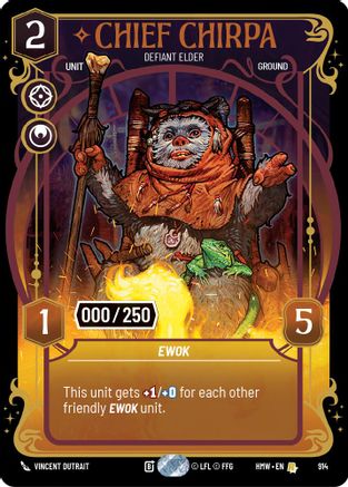 Chief Chirpa - Defiant Elder (Serialized) (914) [Homeworlds] Foil Star Wars: Unlimited Single Disney