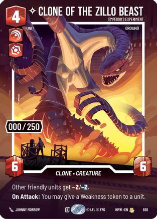 Clone of the Zillo Beast - Emperor's Experiment (Serialized) (920) [Homeworlds] Foil Star Wars: Unlimited Single Disney