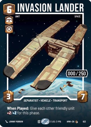 Invasion Lander (Serialized) (923) [Homeworlds] Foil Star Wars: Unlimited Single Disney