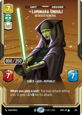 Luminara Unduli - Besieged General (Serialized) (934) [Homeworlds] Foil Star Wars: Unlimited Single Disney