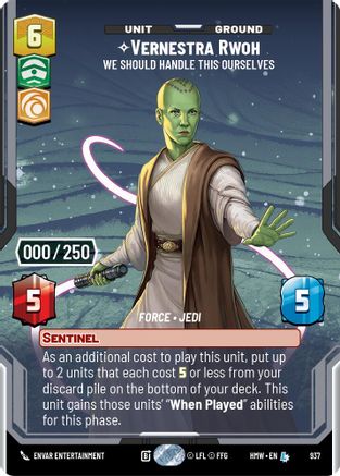 Vernestra Rwoh - We Should Handle This Ourselves (Serialized) (937) [Homeworlds] Foil Star Wars: Unlimited Single Disney