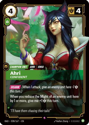 Ahri, Confident (038/167) [Radiance] Foil Riftbound Singles Riot Games