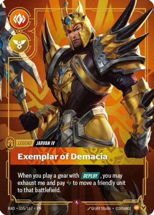 Jarvan IV, Exemplar of Demacia (155/167) [Radiance] Foil Riftbound Singles Riot Games