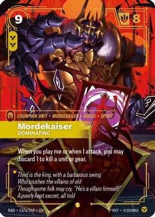 Mordekaiser, Dominating (Alternate Art) (137a/167) [Radiance] Foil Riftbound Singles Riot Games