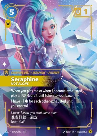 Seraphine, Not Alone (SP) (SP5/005) [Radiance] Foil Riftbound Singles Riot Games
