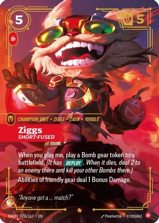 Ziggs, Short-Fused (023/167) [Radiance] Foil Riftbound Singles Riot Games
