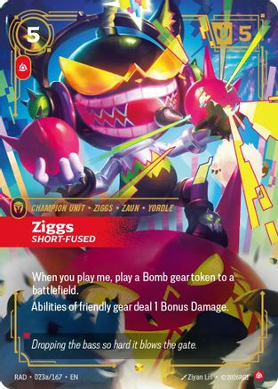 Ziggs, Short-Fused (Alternate Art) (023a/167) [Radiance] Foil Riftbound Singles Riot Games