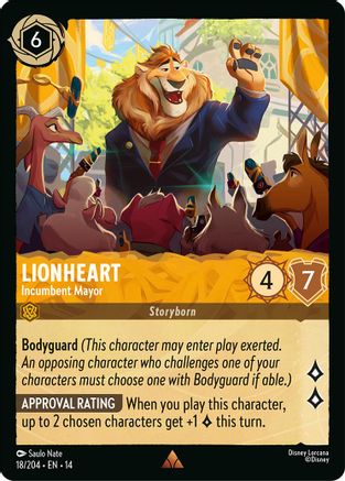 Lionheart - Incumbent Mayor (18/204) [Hyperia City] Cold Foil Lorcana Single Disney
