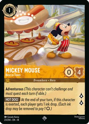 Mickey Mouse - Best in Town (23/204) [Hyperia City] Cold Foil Lorcana Single Disney