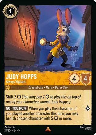 Judy Hopps - Always Vigilant (24/204) [Hyperia City] Cold Foil Lorcana Single Disney