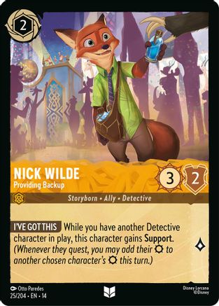 Nick Wilde - Providing Backup (25/204) [Hyperia City] Cold Foil Lorcana Single Disney