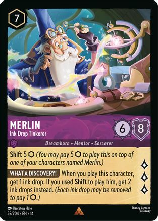 Merlin - Ink Drop Tinkerer (52/204) [Hyperia City] Lorcana Single Disney