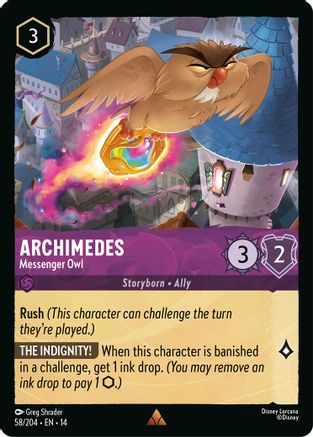 Archimedes - Messenger Owl (58/204) [Hyperia City] Cold Foil Lorcana Single Disney