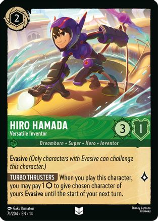 Hiro Hamada - Versatile Inventor (71/204) [Hyperia City] Cold Foil Lorcana Single Disney
