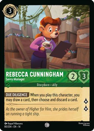 Rebecca Cunningham - Savvy Manager (80/204) [Hyperia City] Cold Foil Lorcana Single Disney