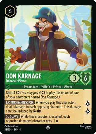 Don Karnage - Debonair Pirate (88/204) [Hyperia City] Cold Foil Lorcana Single Disney