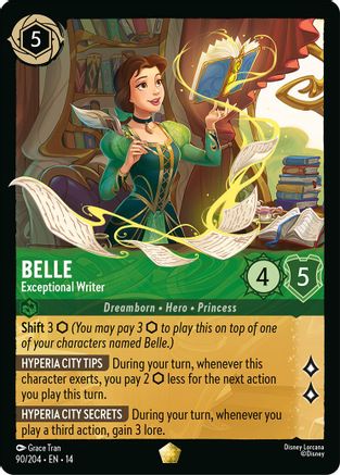 Belle - Exceptional Writer (90/204) [Hyperia City] Cold Foil Lorcana Single Disney