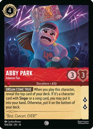 Abby Park - Intense Fan (104/204) [Hyperia City] Cold Foil Lorcana Single Disney