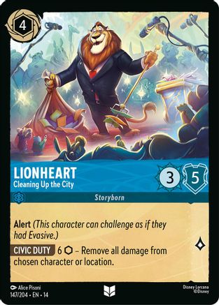 Lionheart - Cleaning Up the City (147/204) [Hyperia City] Cold Foil Lorcana Single Disney