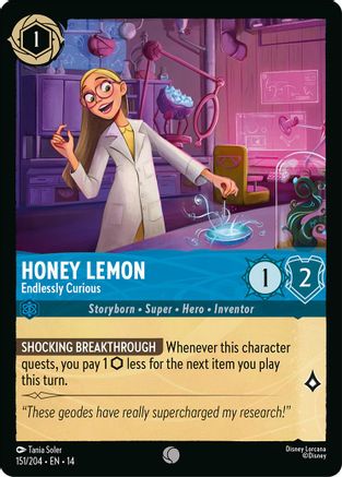 Honey Lemon - Endlessly Curious (151/204) [Hyperia City] Cold Foil Lorcana Single Disney