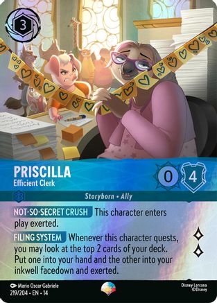 Priscilla - Efficient Clerk (Epic) (219/204) [Hyperia City] Holofoil Lorcana Single Disney