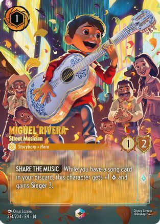 Miguel Rivera - Street Musician (Enchanted) (224/204) [Hyperia City] Holofoil Lorcana Single Disney
