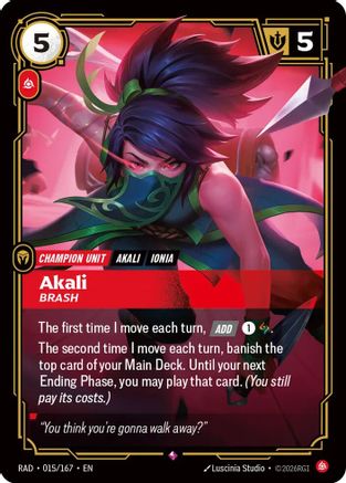 Akali, Brash (015/167) [Radiance] Foil Riftbound Singles Riot Games