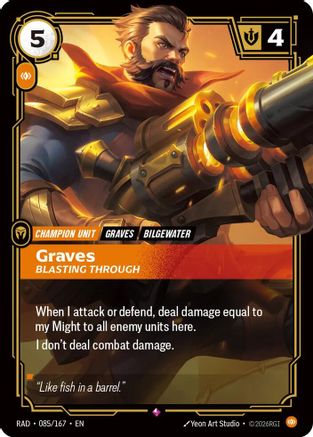 Graves, Blasting Through (085/167) [Radiance] Foil Riftbound Singles Riot Games