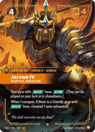 Jarvan IV, Martial Paragon (091/167) [Radiance] Foil Riftbound Singles Riot Games