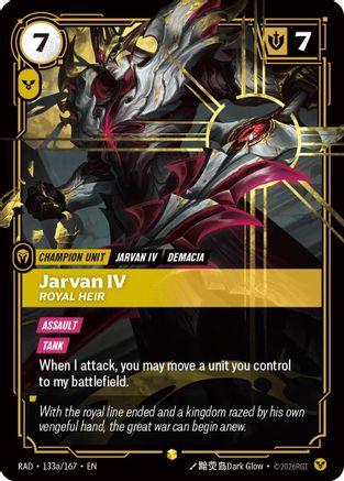 Jarvan IV, Royal Heir (Alternate Art) (133a/167) [Radiance] Foil Riftbound Singles Riot Games