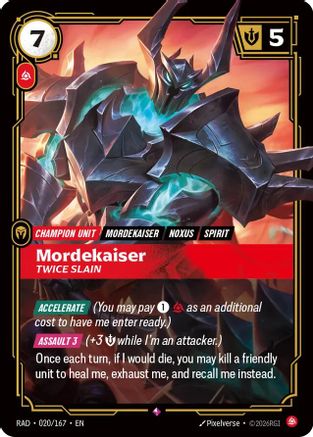 Mordekaiser, Twice Slain (020/167) [Radiance] Foil Riftbound Singles Riot Games