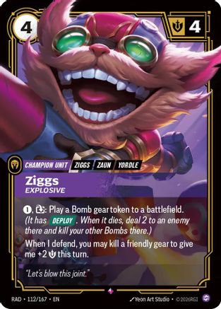 Ziggs, Explosive (112/167) [Radiance] Foil Riftbound Singles Riot Games