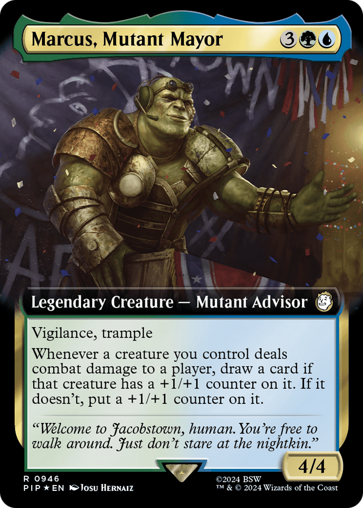 Marcus, Mutant Mayor (Surge Foil) (PIP-946) [Fallout] (Extended Art) Foil MTG Single Wizards of the Coast
