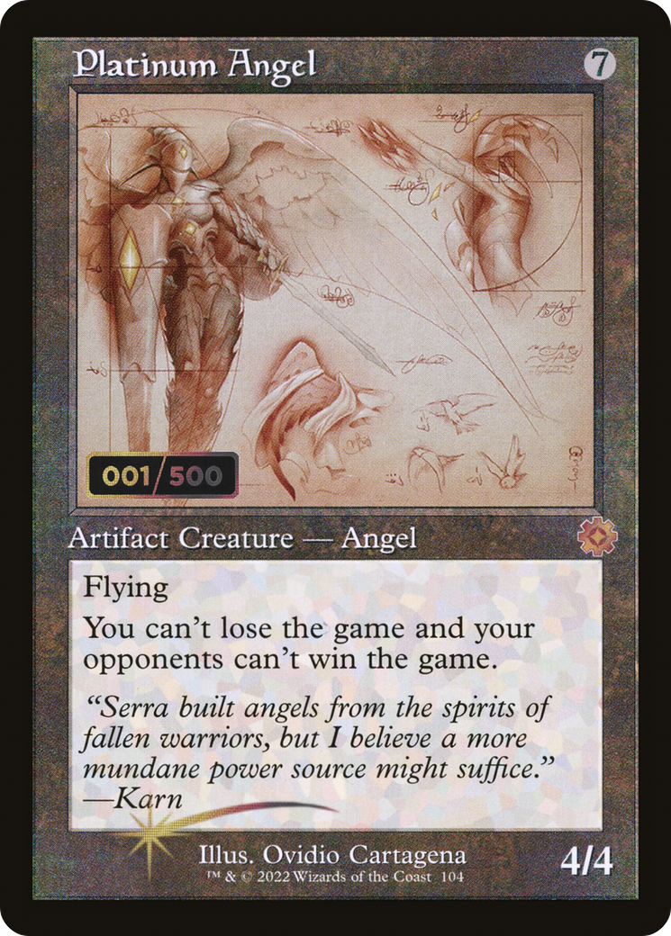 Platinum Angel (Schematic) (Serial Numbered) (BRR-104) [The Brothers' War Retro Artifacts] Foil MTG Single Wizards of the Coast