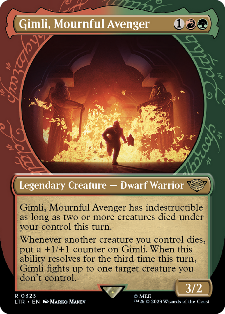 Gimli, Mournful Avenger (LTR-323) [The Lord of the Rings: Tales of Middle-earth] (Showcase) (Borderless) Foil MTG Single Wizards of the Coast