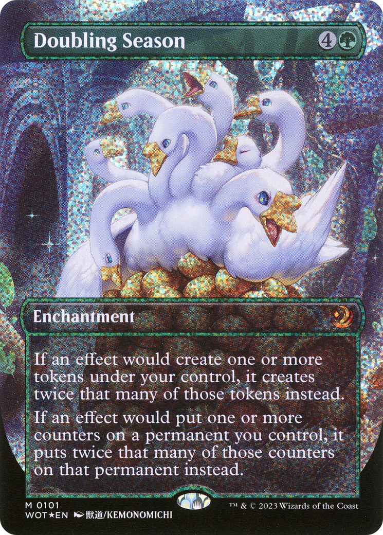 Doubling Season (Anime Borderless) (Confetti Foil) (WOT-101) [Wilds of Eldraine: Enchanting Tales] (Borderless) Foil MTG Single Wizards of the Coast