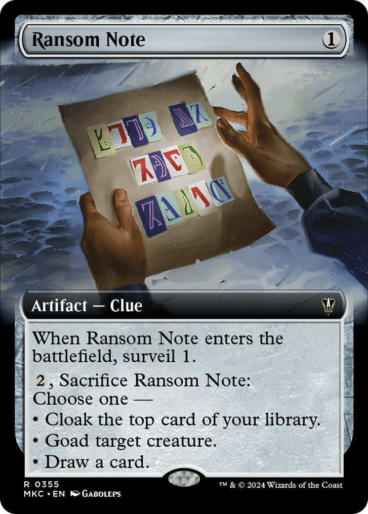 Ransom Note (0355) (MKC-355) [Murders at Karlov Manor Commander] (Extended Art) MTG Single Wizards of the Coast