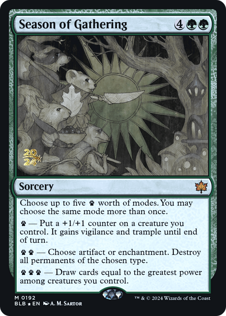 Season of Gathering (PRE-192) [Bloomburrow Promos] Foil MTG Single Wizards of the Coast
