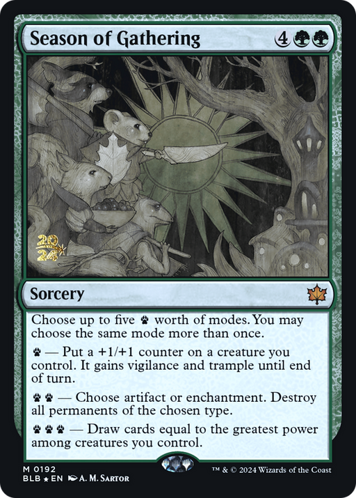 Season of Gathering (PRE-192) [Bloomburrow Promos] Foil MTG Single Wizards of the Coast