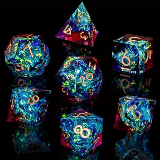 Seriously Good Dice: Sharp-Edged Resin 7 Die Set "Red & Blue" Dice & Gaming Accessories Taps Imports